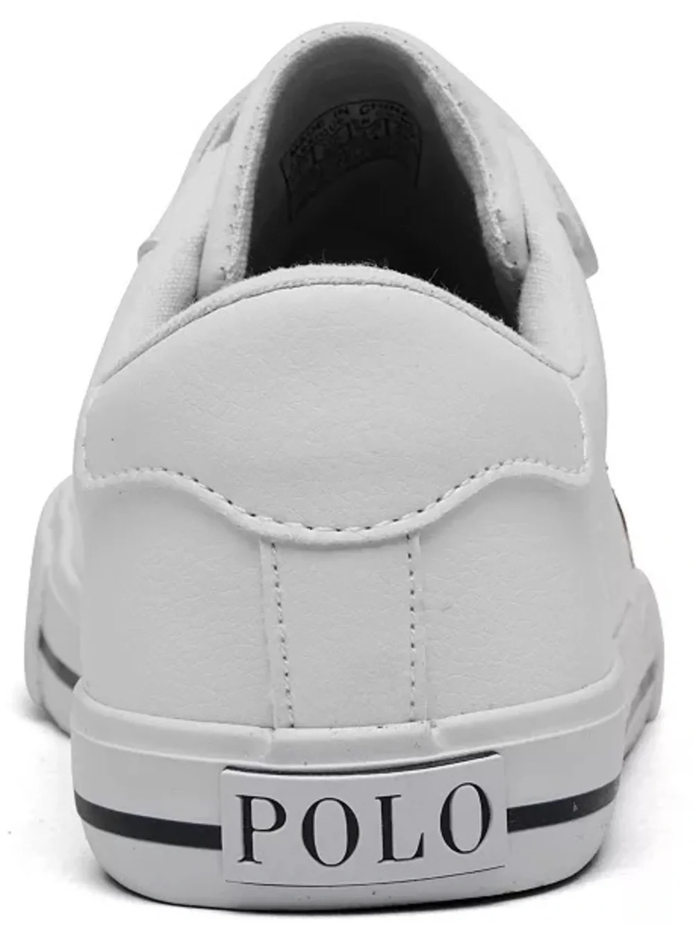 Polo by Ralph Lauren White Kids Velcro Sneakers with Navy Trim